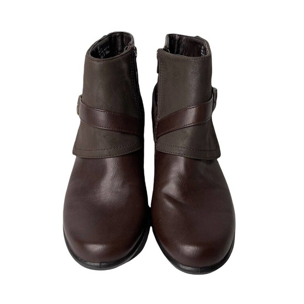 NEW Womens Easy Street Amanda Buckle Faux Brown Leather Ankle Boots Booties Sz 7 - Picture 8 of 10